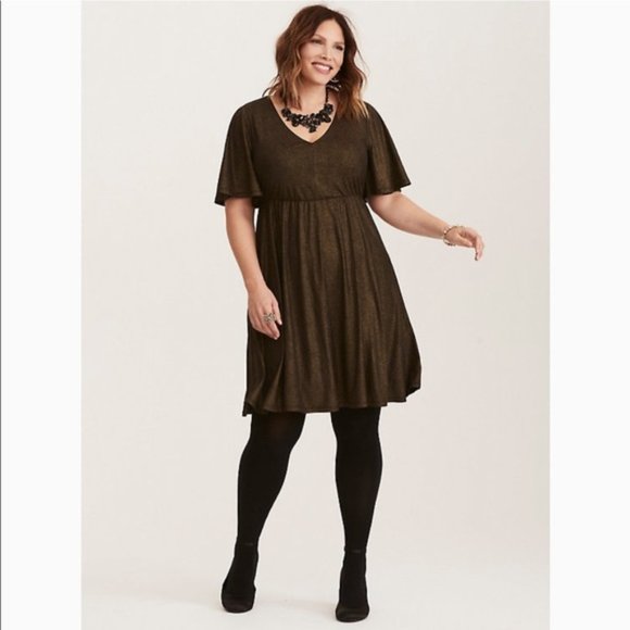 torrid Dresses & Skirts - Torrid Shimmery gold Sleeved Party Dress